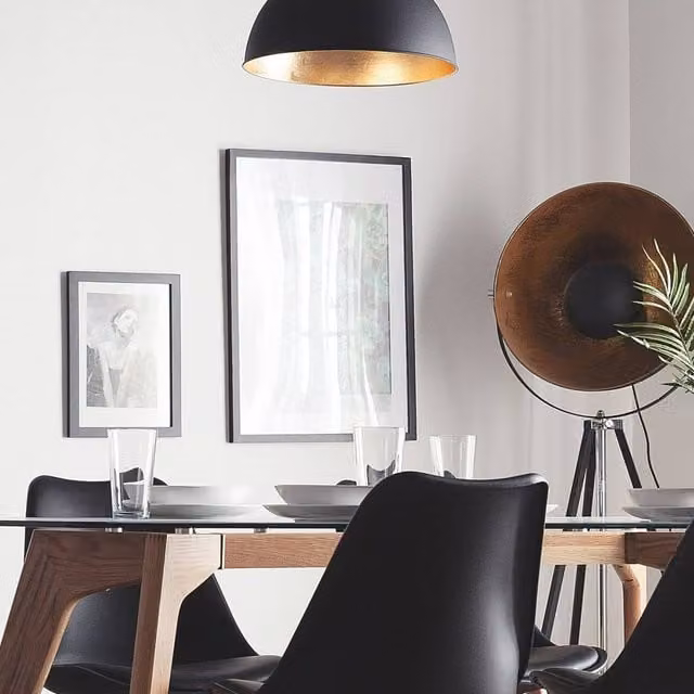 Wyld and Coco Black Half-Globe 1-Light Pendant Lamp with Gold Interior – 1