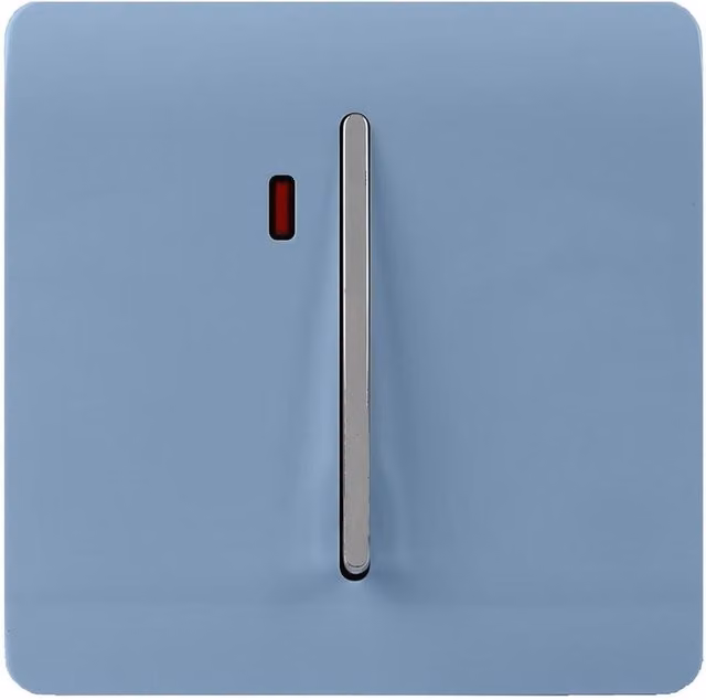 Trendi Modern Blue Plastic 45 A Cooker Switch and Neon Insert with Chrome Details