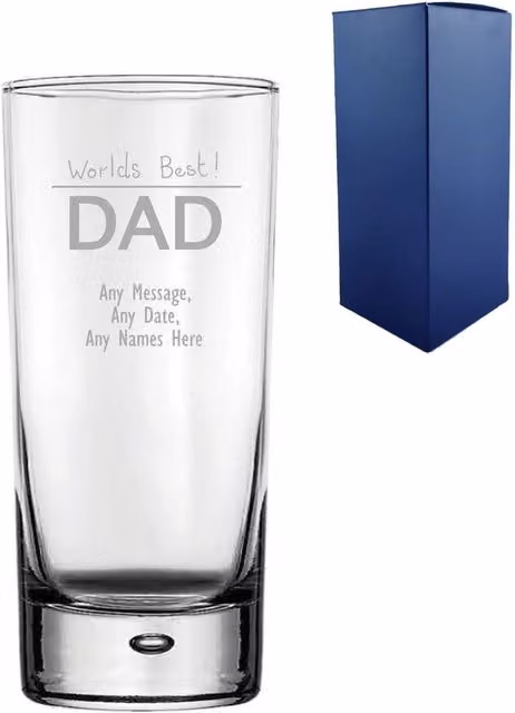 Uniqueful Personalised Engraved Bubble Hiball Tumbler in Clear Glass, 1000ml – 1