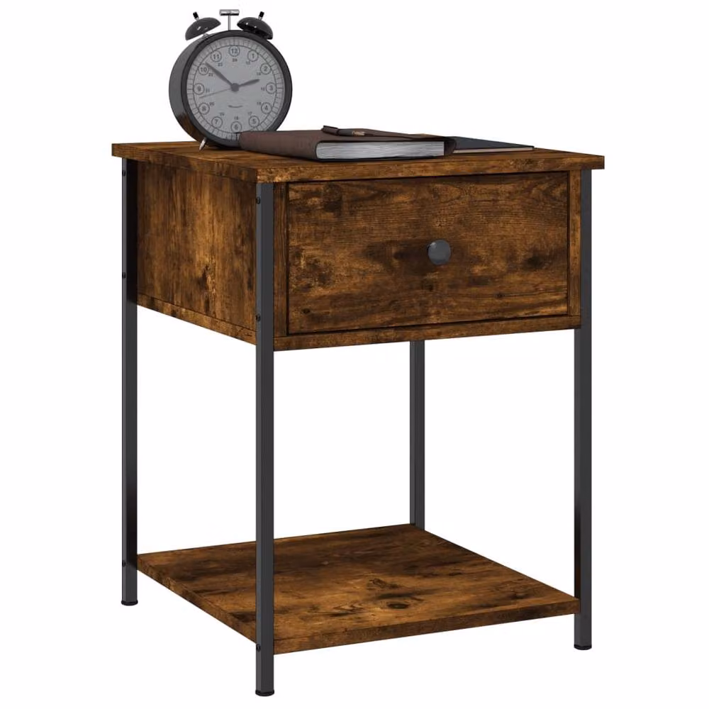 Berkfield Home Elegant Bedside Tables, 2 Piece Set in Smoked Oak Brown, W/D/H: 44 x 45 x 58 cm – 4