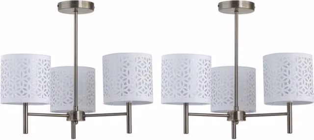 First Choice Lighting Brea Set of 2 Antique Brass Ceiling Light Fittings with White Cut Out Shades in Gold