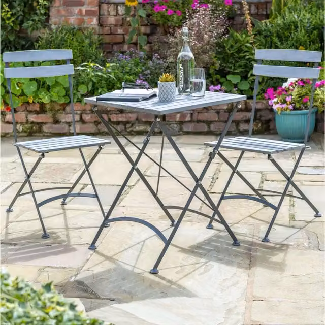 Norfolk Leisure Classic Garden Bistro Set in Grey Anthracite with Acacia Wood