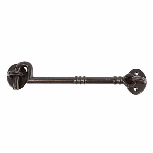 Hammer and Tongs Ornate Iron Cabin Hook and Eye in Matt Black, Width: 22.5 cm – 1