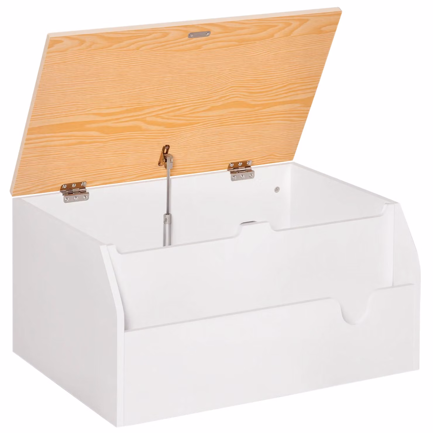 HOMCOM White Wooden Kids Toy Box and Storage Bench with Book Slot and Soft Close Lid, W: 58 cm, D: 43 cm – 2