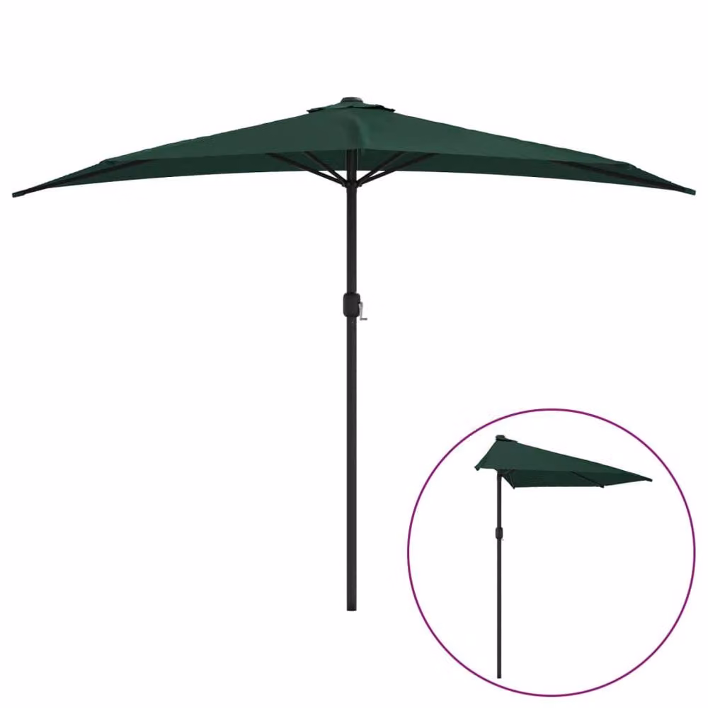 Berkfield Home Green Balcony Parasol with Aluminium Pole, W: 300 cm, D: 155 cm – 2