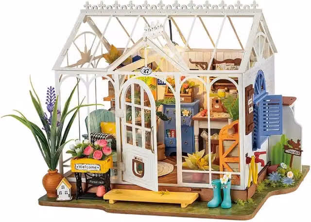 Syntego Dreamy Garden House White Wooden 3D Puzzle Miniature Dollhouse Model Kit