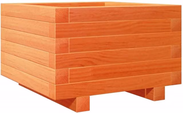 Berkfield Home Garden Wax Brown Solid Wood Pine Planter Tub W: 40 cm, D: 40 cm, H: 26.5 cm – 1