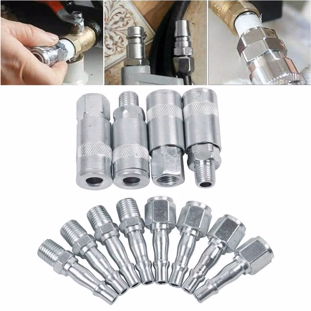 Havendro 12x 1/4" BSP Steel Air Compressor Quick Couplers in Silver – 3