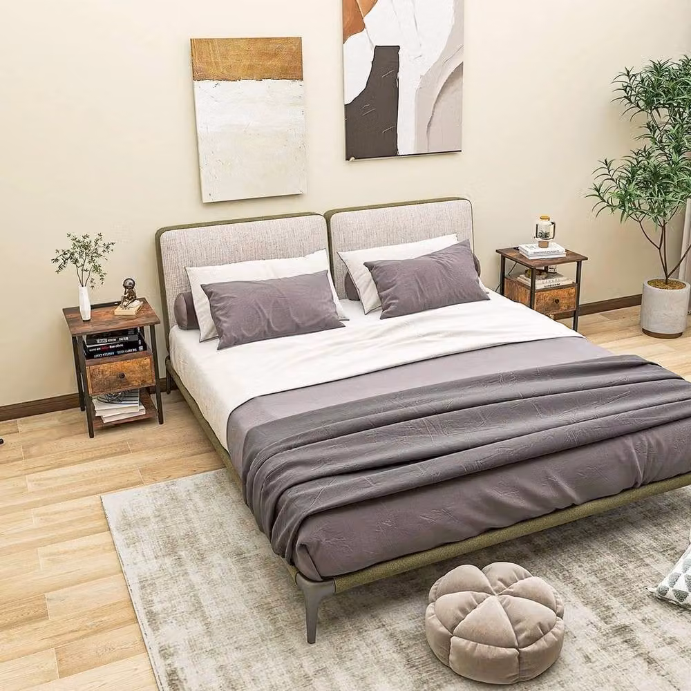KORVIXA 3-Tier Brown Modern Nightstand and Bedside Side Table – 4