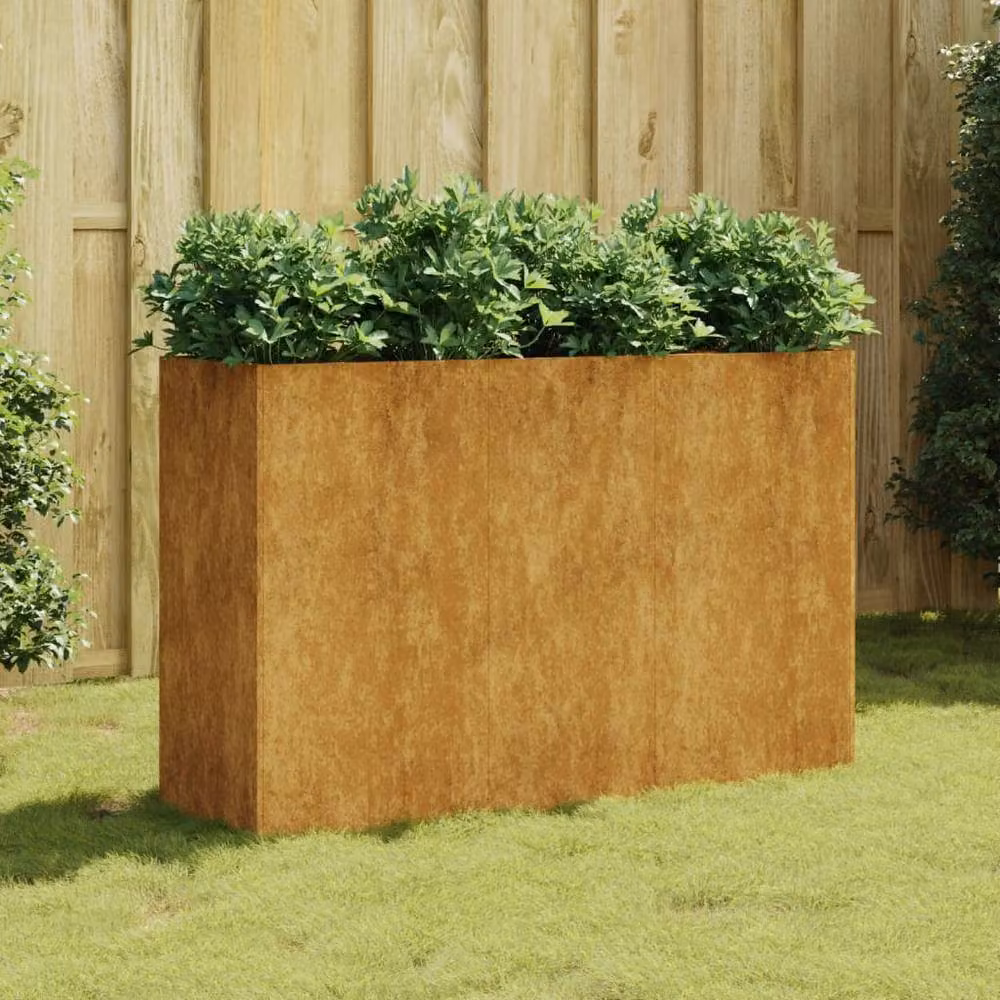 Berkfield Home Garden Corten Steel Raised Bed in Brown, W/D/H: 120 x 40 x 80 cm – 1