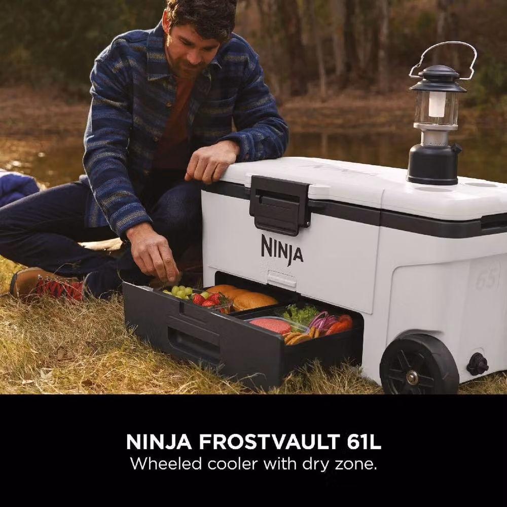 Ninja FrostVault 61L Wheeled Cooler with Dry Zone FB265EUUK in White – 3
