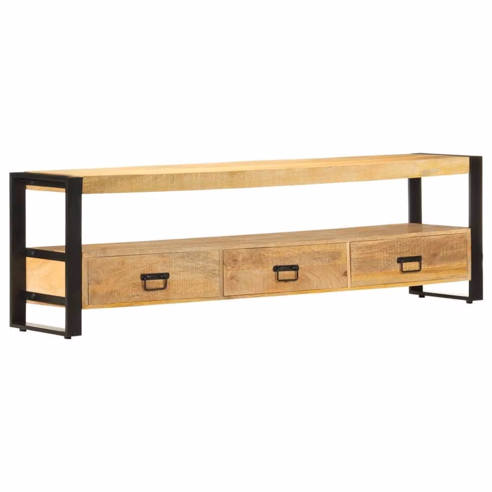 Berkfield Home Rustic Brown Solid Mango Wood TV Cabinet, W: 150 cm, D: 45 cm, H: 45 cm – 2