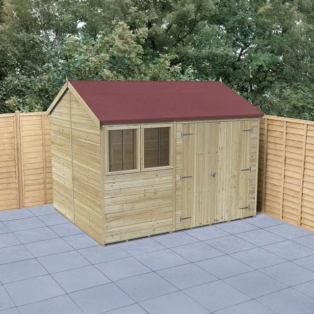 Forest Garden Timberdale T&G Pressure Treated Reverse Apex Shed in Brown