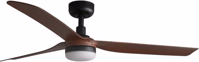 Netlighting Punt Smart LED Ceiling Fan with Matt Black Finish and Walnut Blades, 132 cm