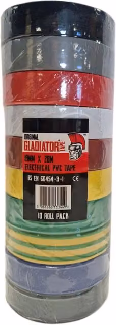 Gladiator Multicoloured PVC Electrical Insulation Tape, Pack of 10