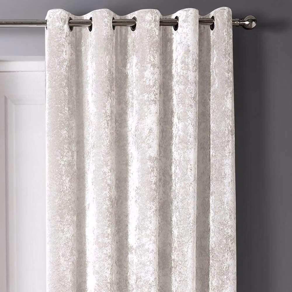 Intimates Silver Crushed Velvet Eyelet Door Curtain, Width: 117 cm, Height: 214 cm – 2