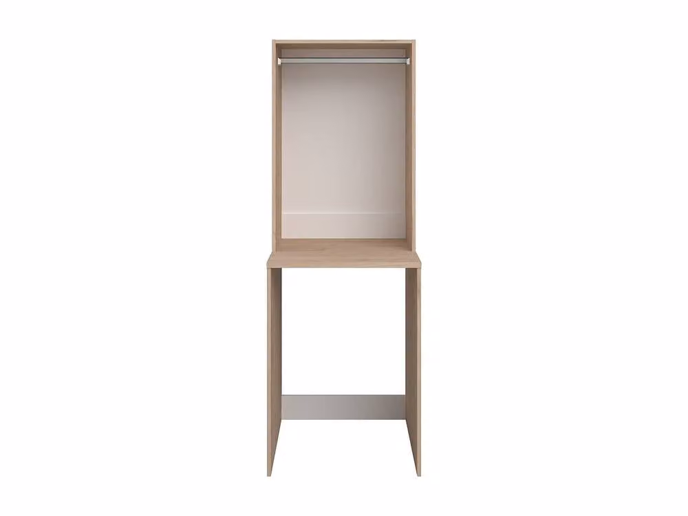 Vente-unique Freestanding Laundry Cabinet with Wardrobe and Hanging Rod in Light Oak and Beige, W: 65.8 cm, D: 64.4 cm, H: 184.4 cm