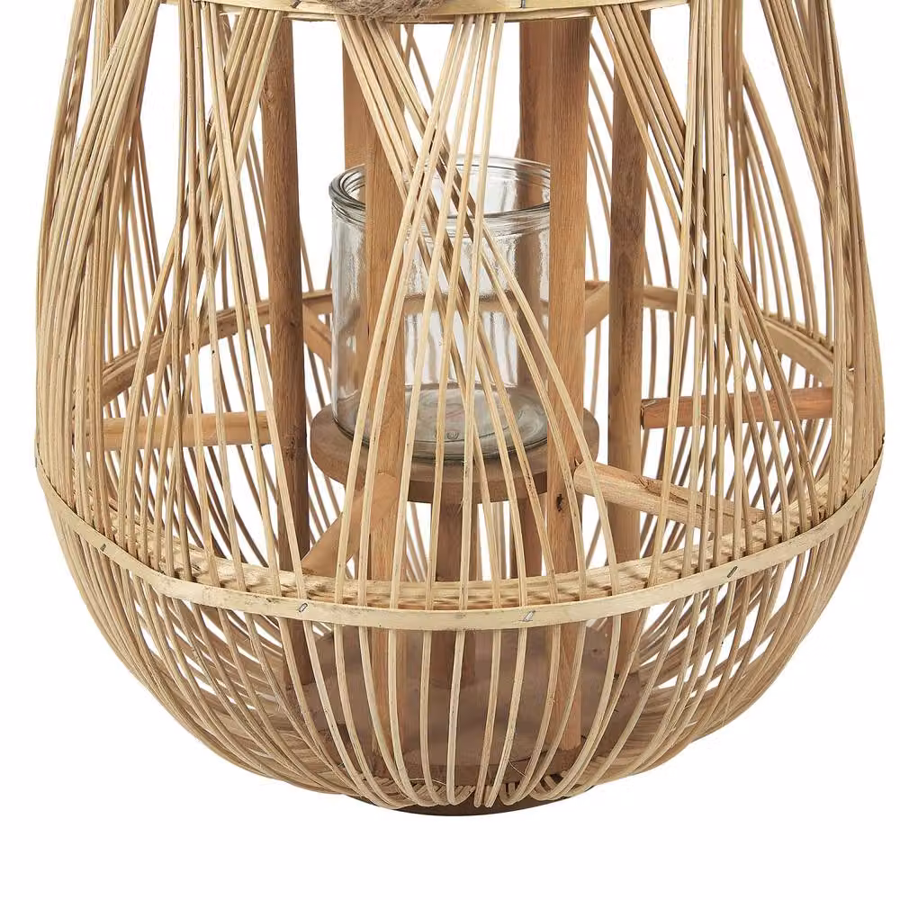 Wyld and Coco Brown Bamboo and Glass Boho Candle Holder, Height: 56 cm – 4
