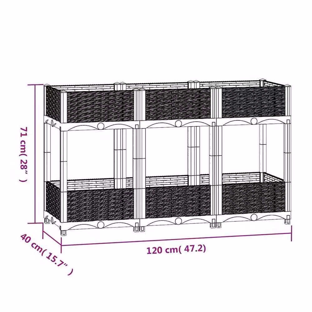Berkfield Home Raised Bed in Black Plastic, W/D/H: 120 x 40 x 71 cm – 5