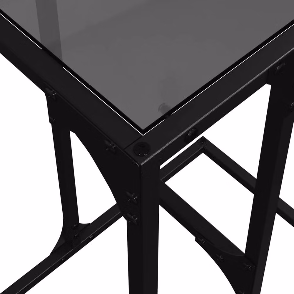 Berkfield Home Side Table with Black Glossy Glass and Metal, W/D/H: 30 x 30 x 61.5 cm – 4