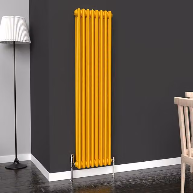 Lux Heat Vertical Coloured Column Radiator in Sunflower Yellow, H 150 cm x W 38 cm