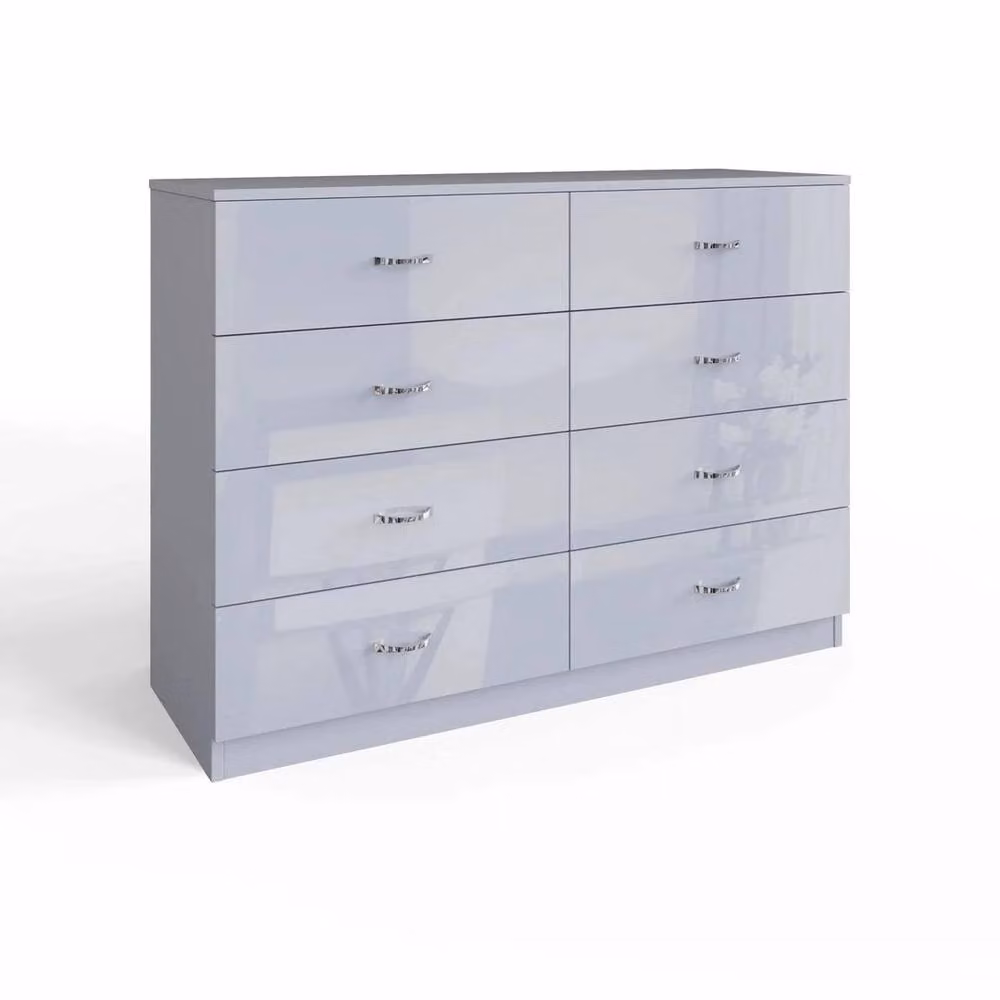 SPETLEK Grey Gloss 8 Drawer Chest of Drawers with Matt Frame – 2