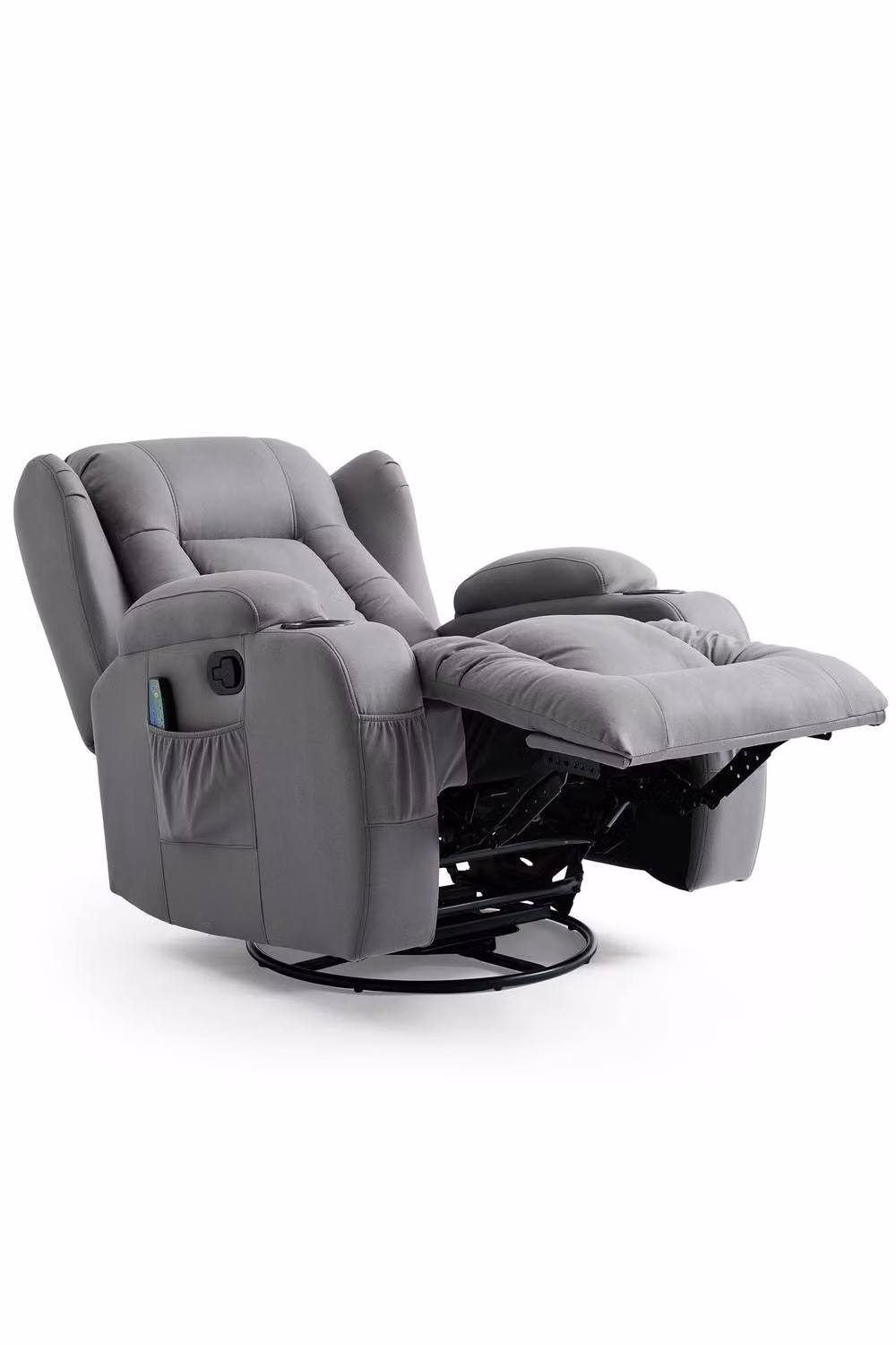 More4Homes Caesar 4 Piece Manual Recliner Sofa Set in Grey Technology Fabric with Drinks Console – 2