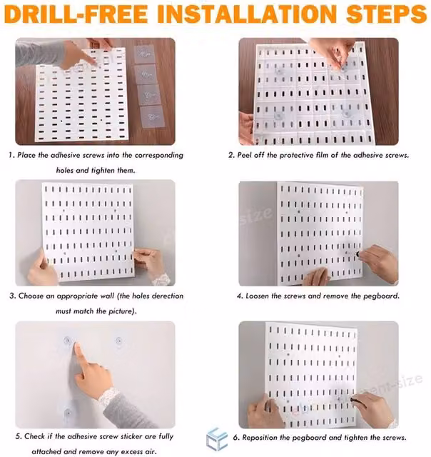 Nordara White Wall Mounted Pegboard Storage Organiser with Adjustable Shelves, W: 110 cm, D: 15 cm, H: 15 cm