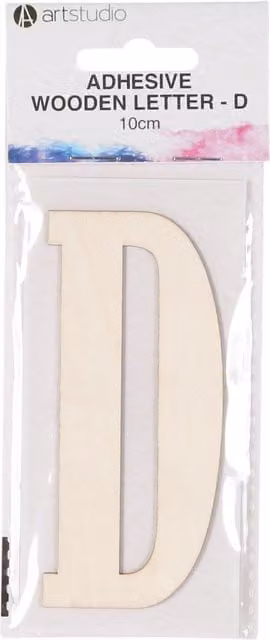 Art Studio Adhesive Wooden Letter D in Beige