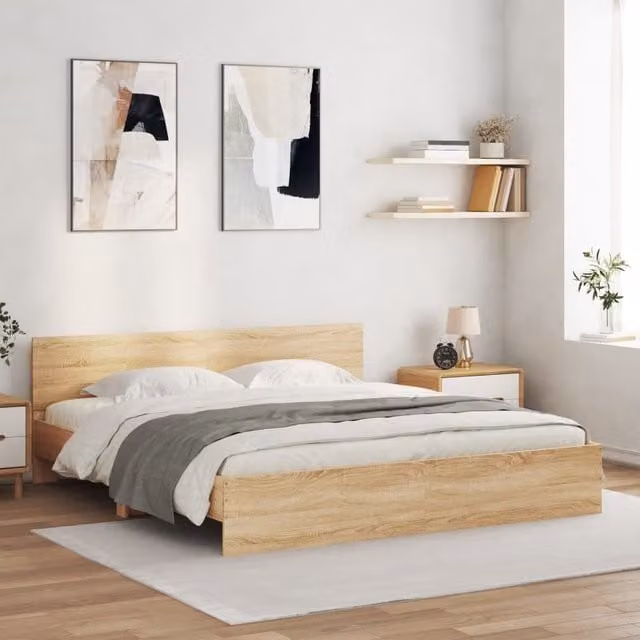 Berkfield Home Sonoma Oak Bed Frame with Drawers, Brown, W: 160 cm, D: 200 cm