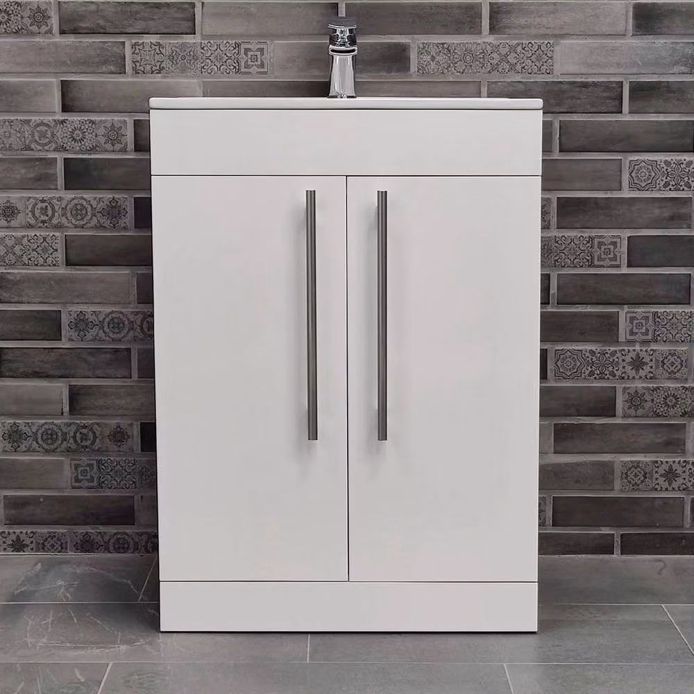 PAWNORA Modern Glossy White Freestanding Bathroom Vanity Unit – 2
