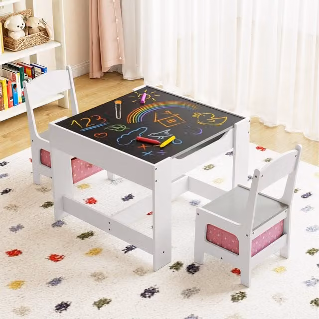 Costway Kids Multifunctional Activity Table Set in Grey