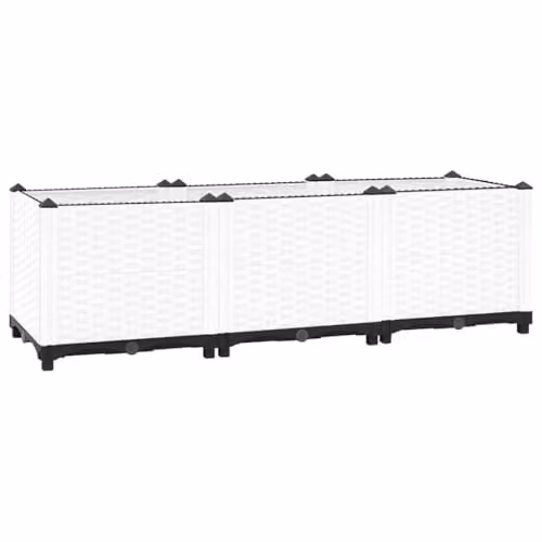 vidaXL White Plastic Raised Bed for Vegetable, Herb or Ornamental Gardens, W/D/H: 120 x 40 x 38 cm – 1