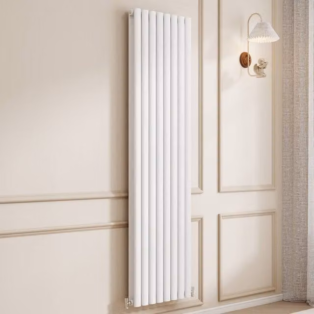 Banyetti Orva White Vertical Double Oval Column Radiator H: 180 cm, W: 47.2 cm
