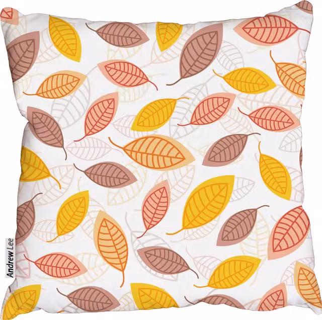 Benjamin Tate Design LTD Abstract Autumn Leaves Square Cushion, Orange and Multicolour, W: 60 cm x H: 60 cm