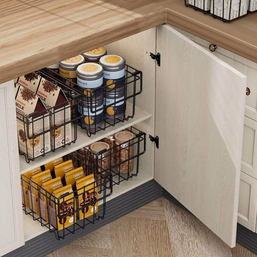 London Boutique 6-Piece Foldable Refrigerator and Chest Freezer Storage Bins with Handles, Black – 4