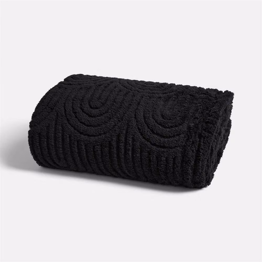 OHS Tufted Arches Throw Teddy Fleece Blanket in Black, W/D/H: 125 x 150 cm – 2