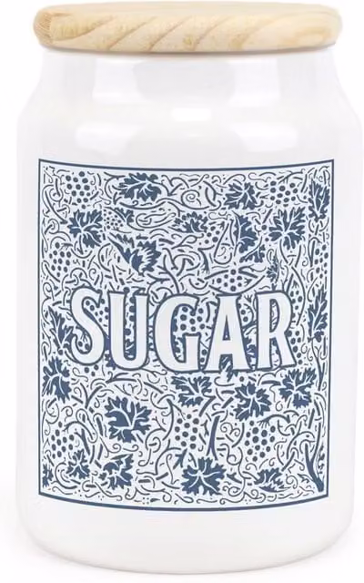 Purely Home Blue and White Floral Ceramic Sugar Storage Canister