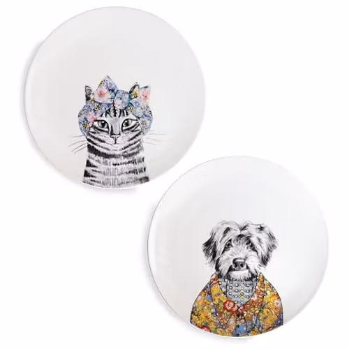 Mikasa Bone China Side Plates, Set of 2, Multicolour and White, Diameter: 21 cm