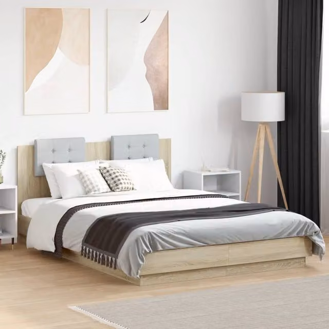 Berkfield Home Small Double Bed Frame in Sonoma Oak Brown, W/D/H: 120 x 200 cm