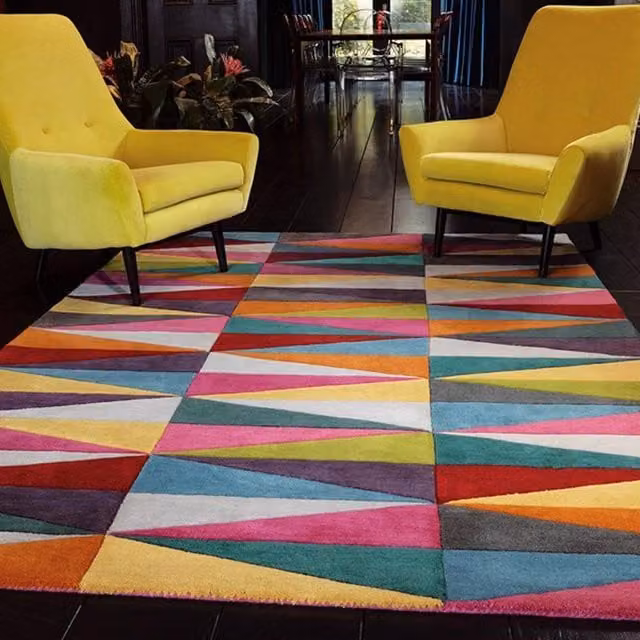 The Rug Shop UK Handmade Wool Geometric Multicolour Area Rug W: 140 cm, D: 200 cm – 1