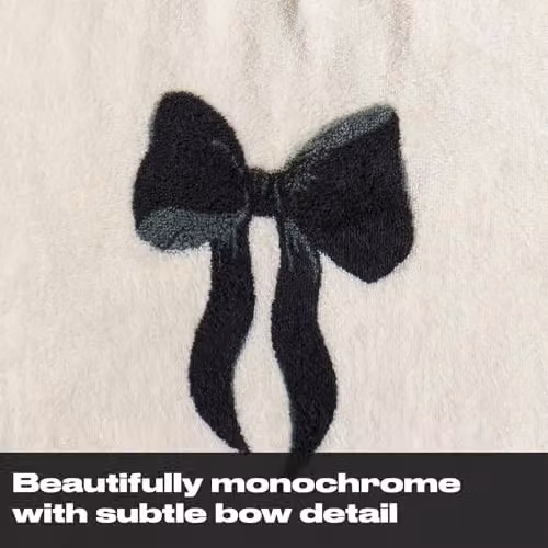 OHS Bow Print Cuddle Cushion in Black and White, Soft Fleece Reading Pillow, W/D/H: 65 x 40 x 40 cm – 6
