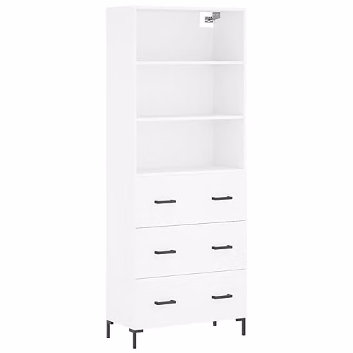 vidaXL Modern White Highboard with Internal Shelves, W/D/H: 69.5 x 34 x 180 cm