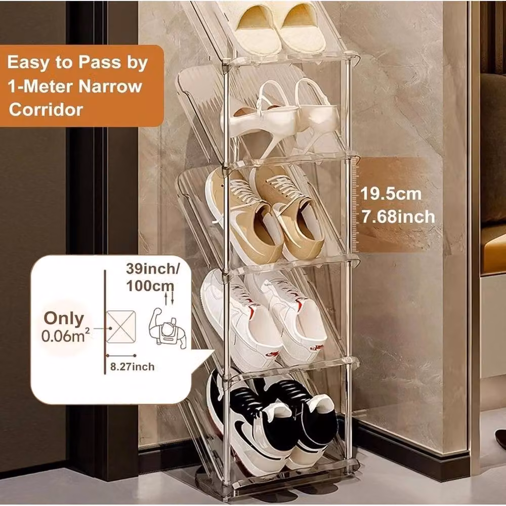KORVIXA 6 Tier Transparent Plastic and Metal Shoe Rack, W/D/H: 100 x 100 x 100 cm – 2