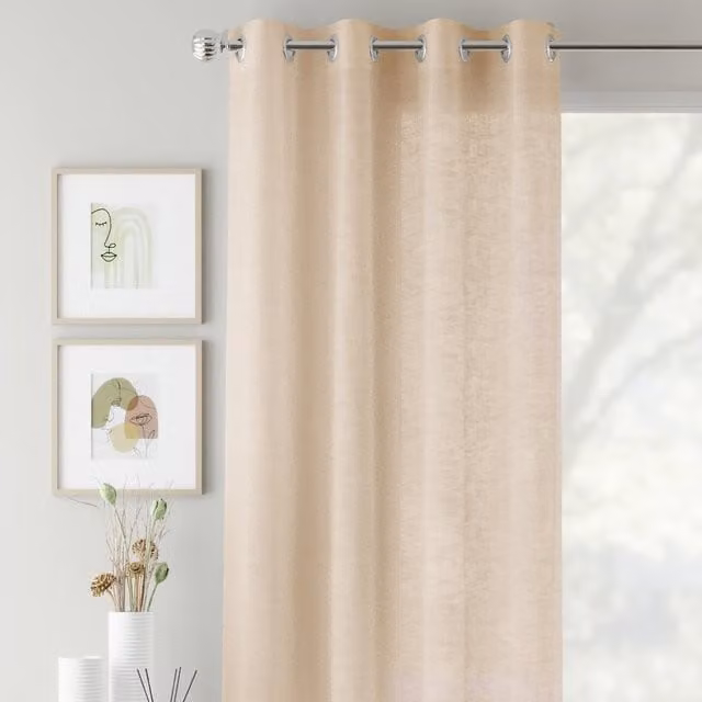 Terrys Crete Ready Made Single Voile Curtain in Beige