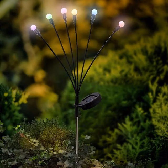 Lumineo Multicoloured Berry Solar LED Garden Path Stake Light, Black, Height: 66 cm