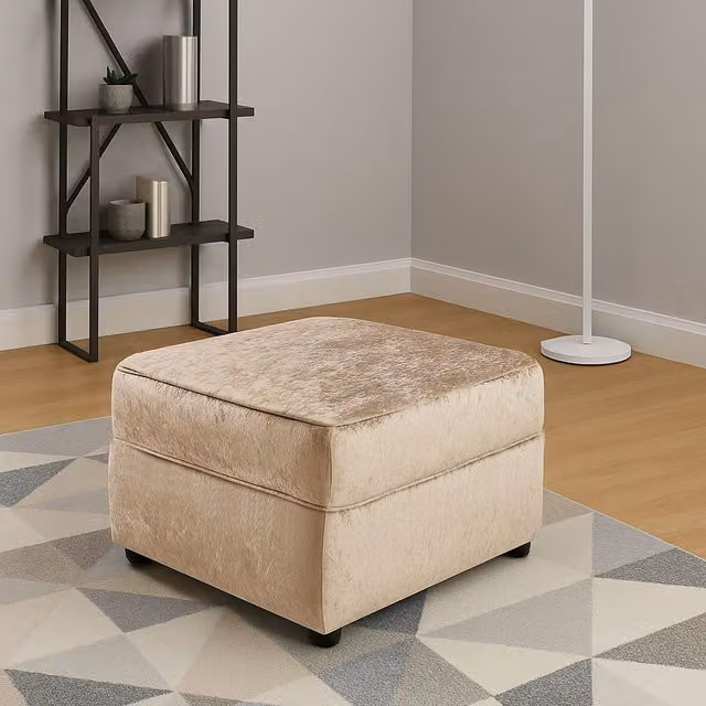 Furnishings For Less UK Chelsea Soft Crushed Velvet Fabric Footstool in Camel, W/D/H: 42 x 42 x 55 cm
