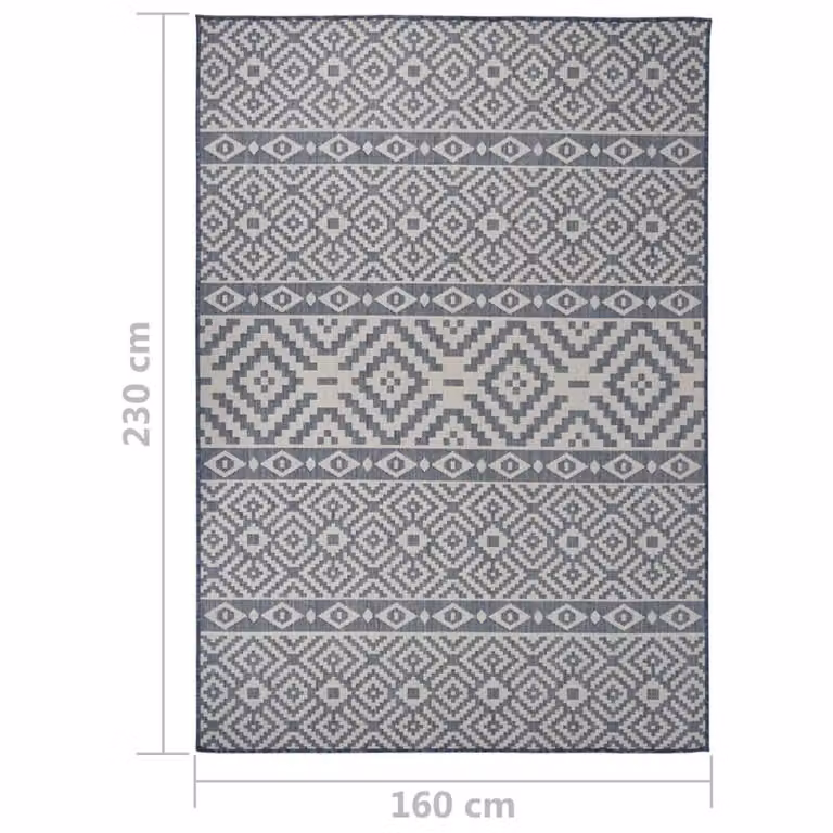 Berkfield Home Blue Striped Outdoor Flatweave Round Rug, Diameter: 100 cm