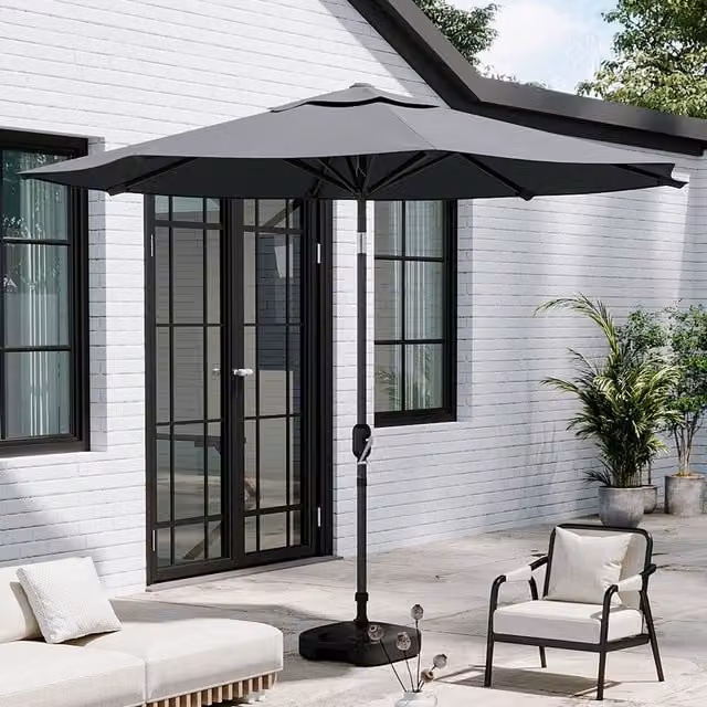 Breeins 3m Traditional Parasol with Fillable Base in Grey