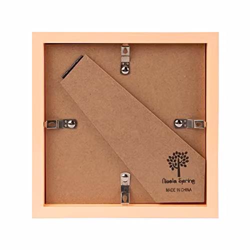 Nicola Spring Pack of 2 Light Brown Wooden 3D Box Photo Frames with Black Mount, Square Tabletop or Hanging Display Case – 2
